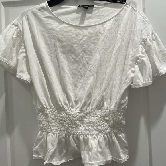 INC International Concepts White Ruffle Top - Picture 1 of 4
